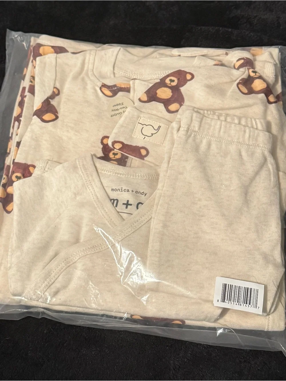 Monica + Andy Welcome Home Newborn Size Bear 🐻 5 Piece Organic Cotton Set NWT